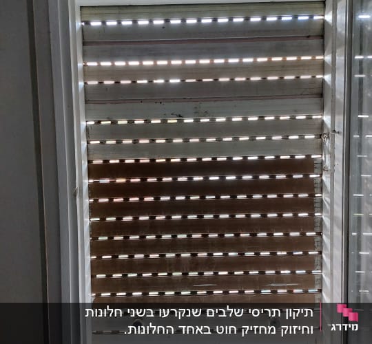 תריסים בחלון עם אור חודר